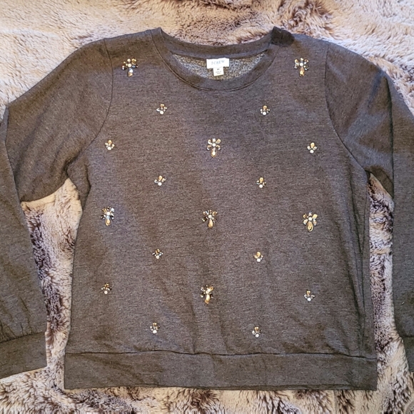 J. CREW Jeweled Puff Sleeve Sweatshirt - Dark grey - Medium - Picture 4 of 5